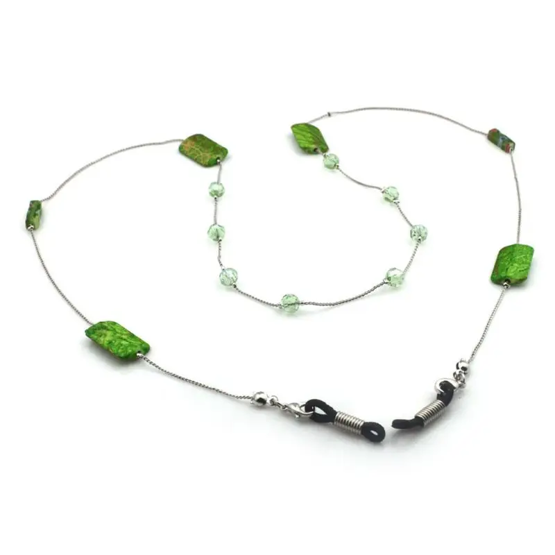 Green Очки, очки, цепь, Цветочные бусины, кулон, не скользит, ремешок, Модный Резиновый кольцевой ремешок, веревка для очков для чтения, очки - Цвет: Green
