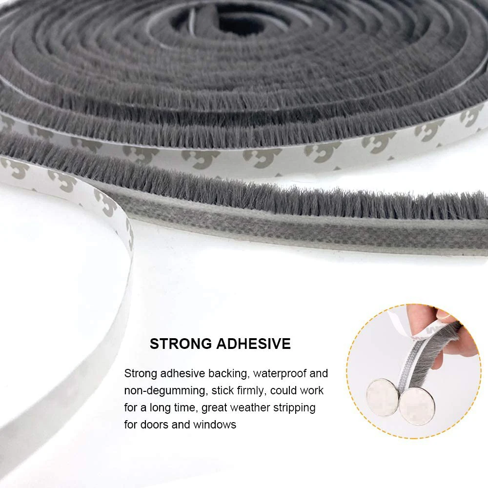 Window Brush Seal Strip Self Adhesive Weather Stripping Door Sweep Soundproof Dustproof Window Hardware Tool 10M door seal strip,sealing strip tape,window seal strip,sealing tape,sealing strip,rubber seal strip,rubber door weatherstripping,door weatherstripping,silicone seal strip