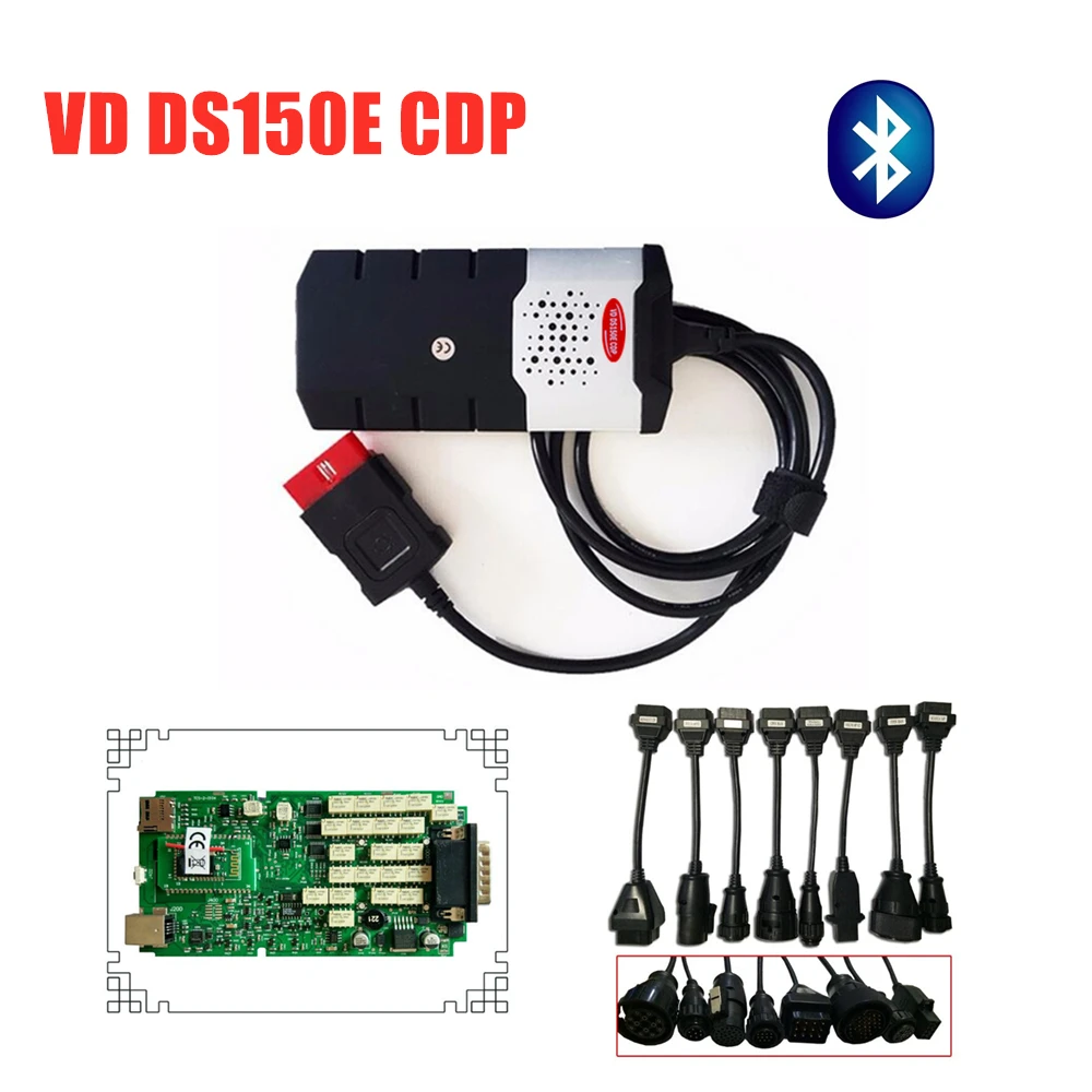 

DHL A+++ Single Board new vci for delphis vd ds150e cdp bluetooth 2016.R0/2015.R3 keygen obd obd2 Scanner tool+8pcs truck cables