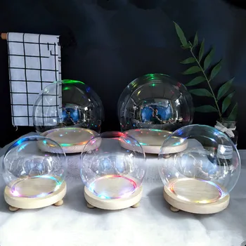 

Free Shipping Different Size Colorful Luminous Base Round Shaped Glass Dome Vase Home Decoration Friend Gift Wedding Decoration