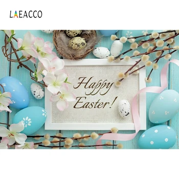 

Laeacco Easter Photophone Blue Eggs Blooming Birdhouse Newborn Photography Backgrounds Photographic Backdrops For Photo Studio