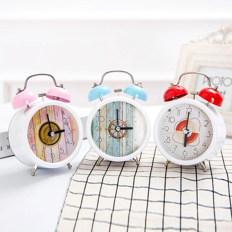 

Originality Cartoon Round Scanning Small Alarm Clock Concise Bedroom Bedside Alarm Clock Candy Color Student Alarm Clock Goods