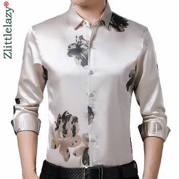 

2020 brand long sleeve men social shirt spring streetwear casual floral shirts dress mens slim regular fit clothes fashions 0075