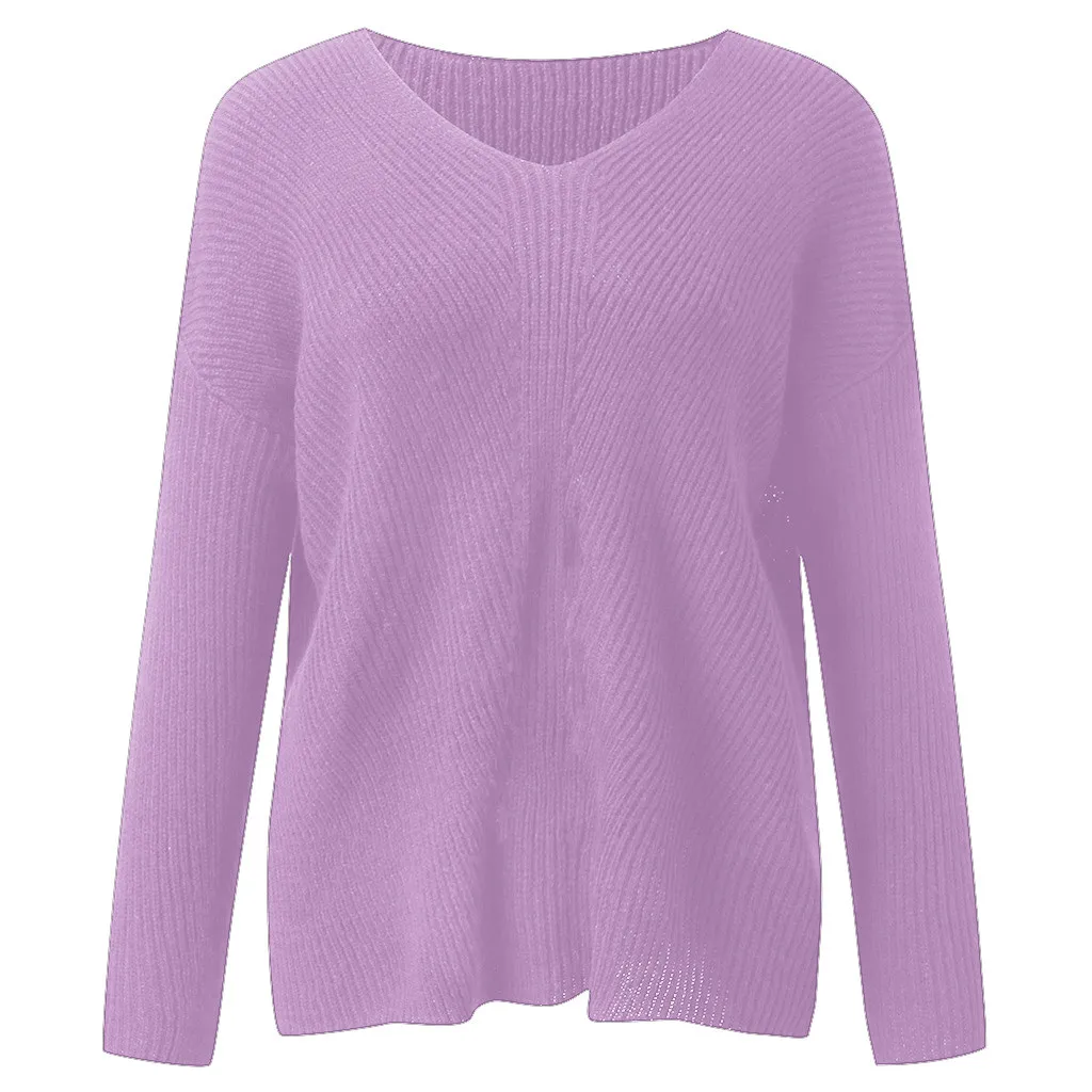 Осенний вязаный свитер с v-образным вырезом, модные женские свитера, Зимние Топы для женщин, пуловер, джемпер, Pull Femme Hiver Truien Dames - Цвет: PP