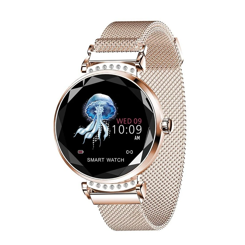 

Lady H2 Smart Watch 3D Rhinestone Glass Heart Rate Blood Pressure Sleep Monito-Gold