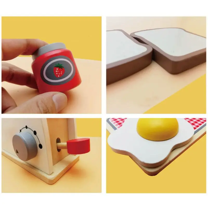 Детский деревянный игрушечный набор, имитация тостера, хлебопечки, кофемашины, миксер, инструменты для выпечки, игровой миксер, кухонный набор