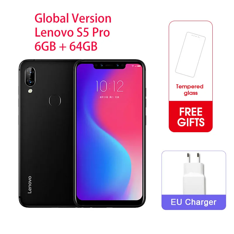 Lenovo S5 Pro, глобальная версия, 6 ГБ, 64 ГБ, Смартфон Snapdragon 636, четыре ядра, 20 МП, четыре камеры, 6,2 дюймов, 4G, LTE телефоны - Цвет: Black