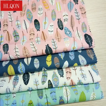 

HLQON cotton printed Feather flower fabric used for Quilting sewing dress Textile women clothing skirt shoe by 100x150cm