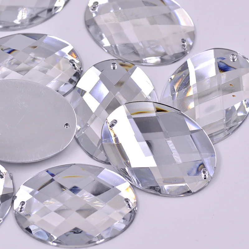 JUNAO-30x40mm-Clear-Crystal-Big-Sewing-Rhinestones-Oval-Strass-AB-Flat-Back-Crystals-Applique-Acrylic-Gems