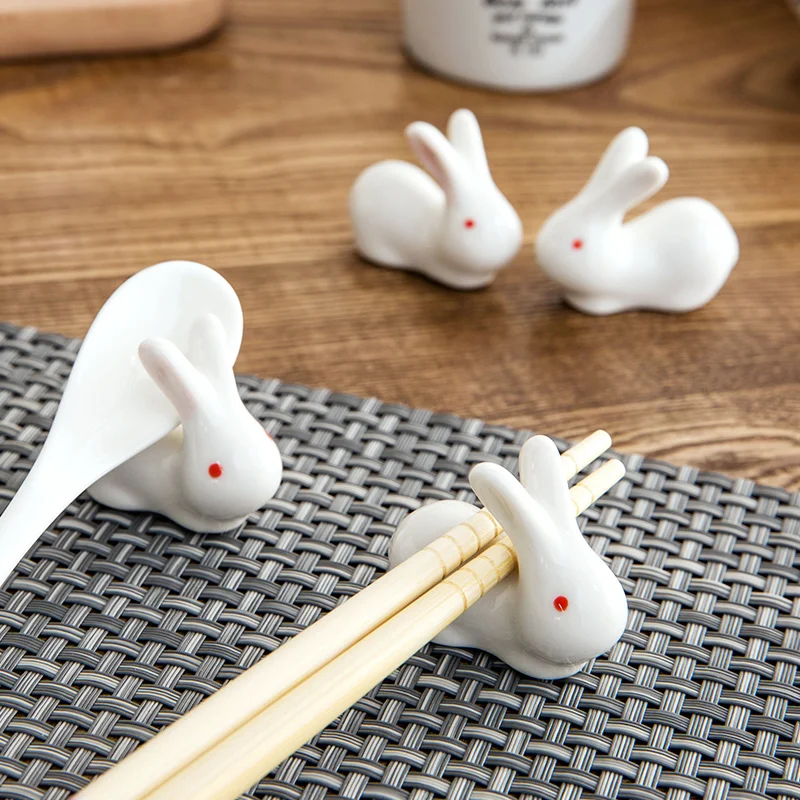 1 шт. керамические палочки для еды в форме кролика вилки и нож держатель отдыха