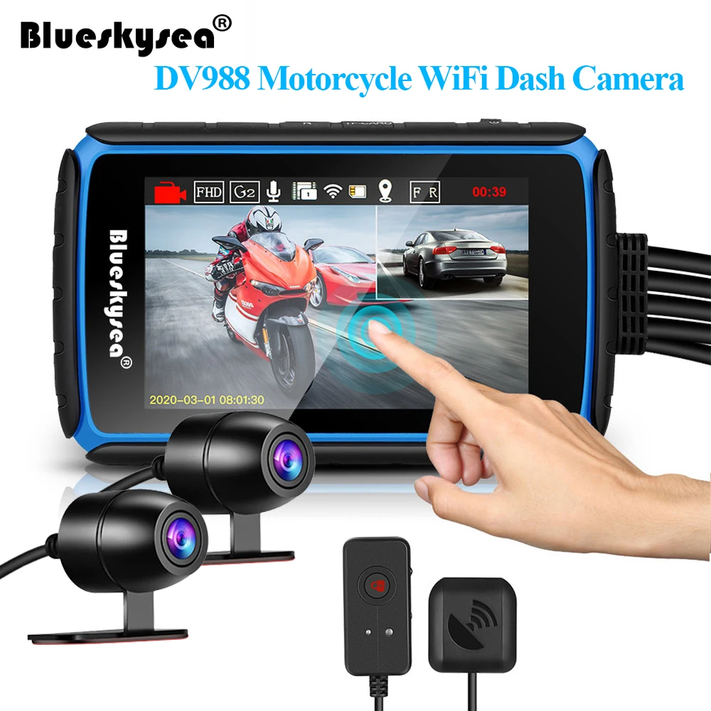 Blueskysea Dv988 Motorcycle Dash Cam Hd 1080p Dual Lens Recording