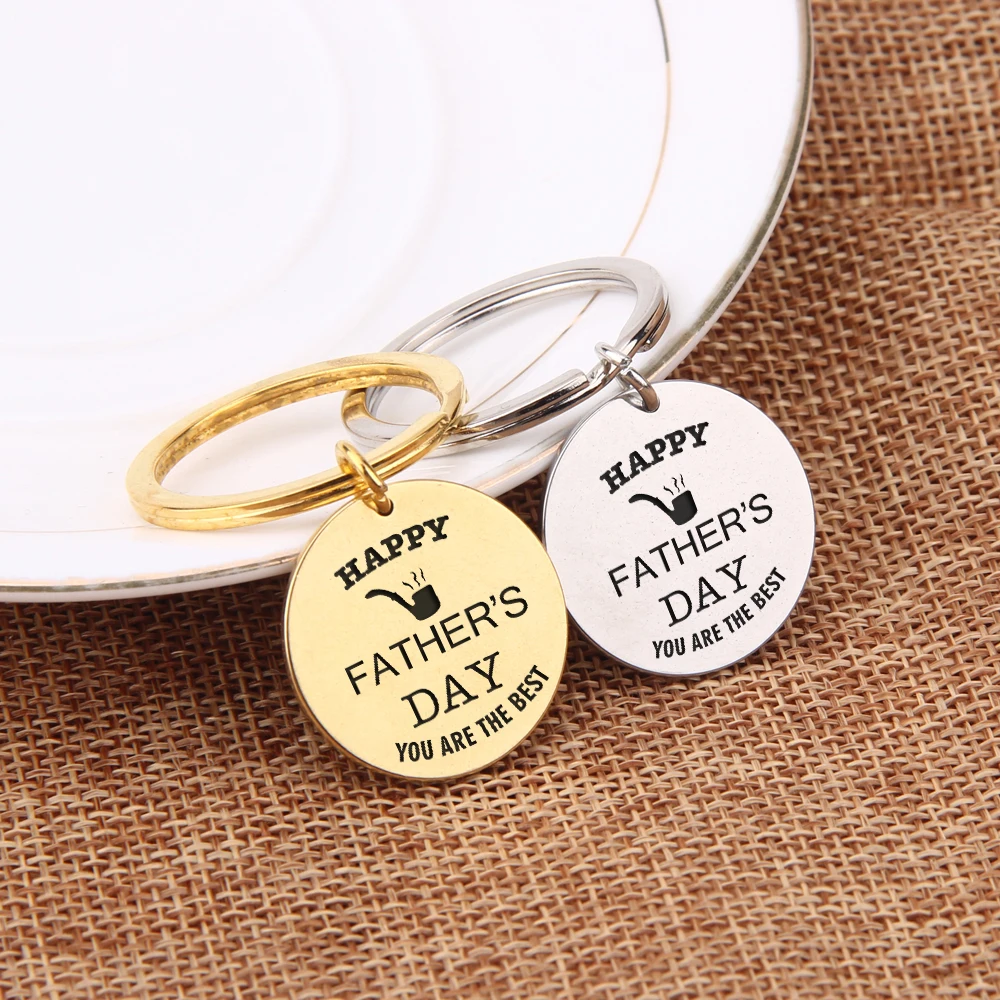 Happy Father's Day Gift Key Chain Men Charm For Dad Jewelry Round Holder 3 Colors Choose Decor | Украшения и аксессуары