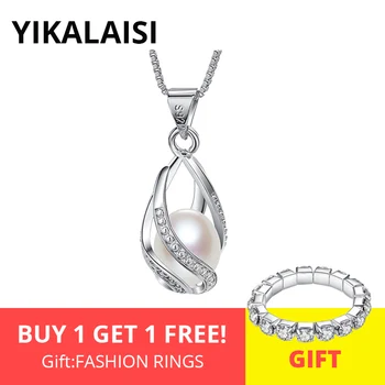 

YIKALAISI 925 Sterling Silver Chain Natural Freshwater Pearl choker Pendants Jewelry For Women 8-9mm Pearl 4 Colour