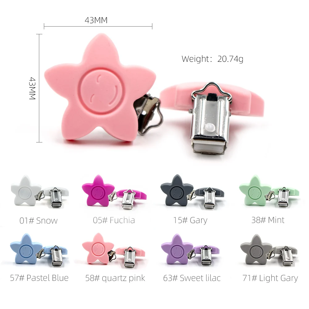 3Pcs Choose Colors GYLAXIDO, 3 шт., силиконовая соска-пустышка с подсолнухом, зажимы для детских пустышек, прорезыватель, соска с цепочкой из нержавеющей стали со звездами и улыбающимися держателями для сосков - Цвет: 3Pcs Choose Colors