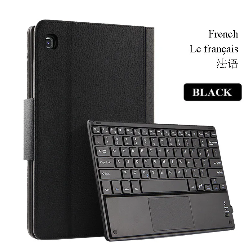 Для samsung Galaxy Tab S5e 10,5 чехол Беспроводной клавиатура из искусственной кожи чехол для samsung Tab S5e SM-T720 T725 многоязычный - Цвет: French Black