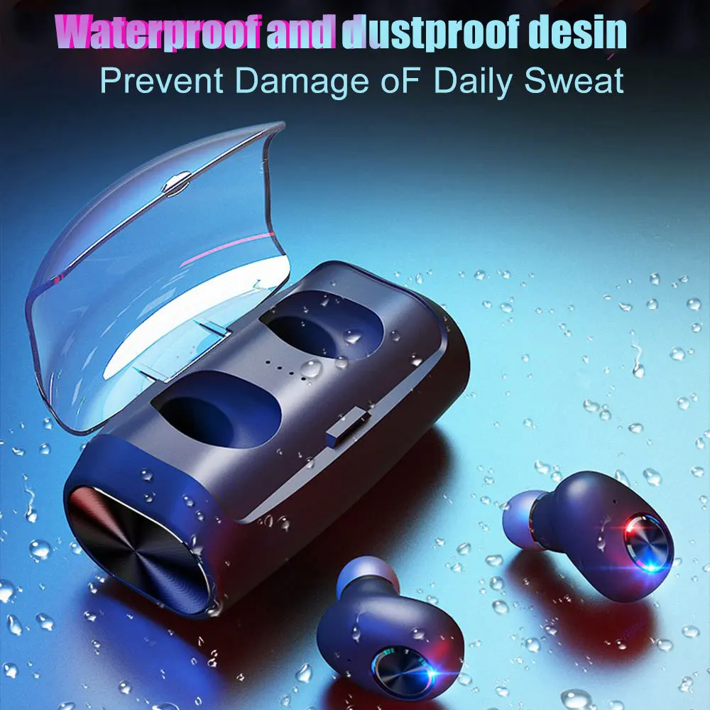 

V6 Bluetooth 5.0 Earphones TWS Wireless Stereo HiFi Sports Headset with 2600mAh Charging Box Waterproof VS i10 TWS Headphone