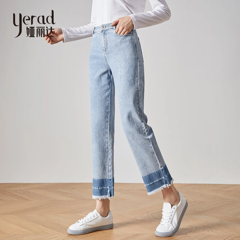 YERAD 2019 Осенние новые прямые джинсы слим эластичные по щиколотку длина джинсовые