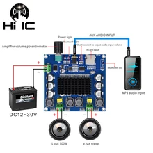 Mais recente versão bluetooth 5.0 tda7498 placa de amplificador digital 2x100w alto-falante módulo amplificador áudio estéreo suporte tf cartão aux XH-A105