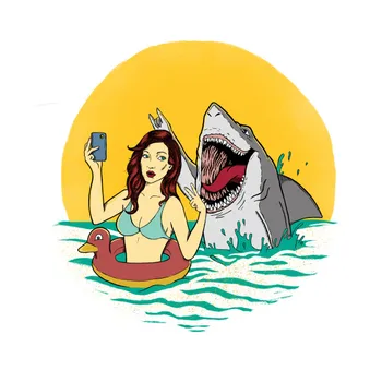 

1PCS Cartoon Funny Shark Sticker For Notebook Backpack PVC Skateboard helmet Car Styling Car Accessories