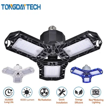 

Super Bright Triple Garage Light E27 60W 40W Ceiling Light LED Deformation High Bay Lighting Industrial Lamp Workshop Light