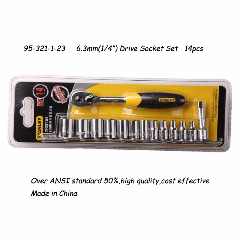 Stanley 14 piece metric 6-point 6.3mm known xite 1/4