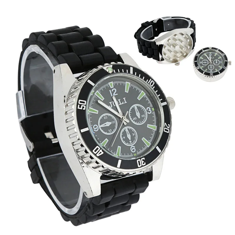 

Watch Herb Spice Tobacco Grinder Cigarette Crusher Diameter 40mm Smoke Cigarette Weed men's watch clock black