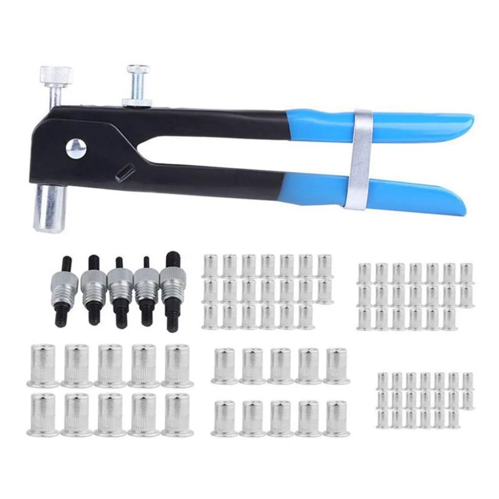 106pcs/set Repair Pull Woodworking Double Handle Household Insert Steel Manual Riveter Accessories Threaded Nut Hand Tool | Инструменты