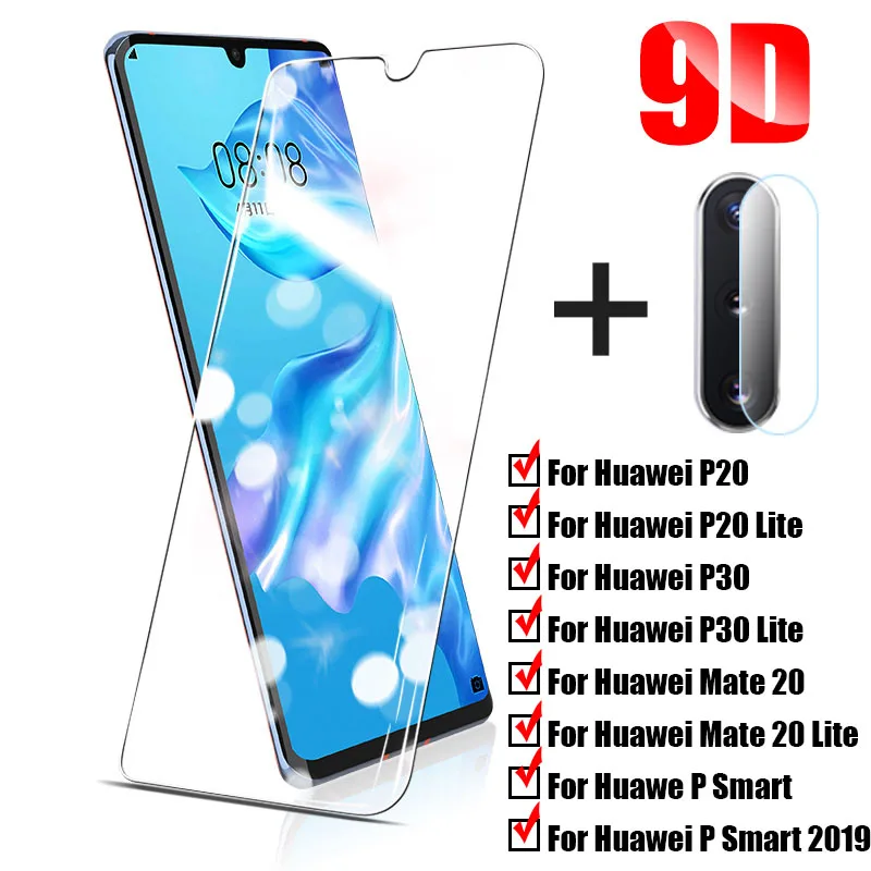 

2 in 1Protective Tempered Glass For Huawei P20 Pro P30 P40 Lite Pro Screen Protector For Huawei P Smart 2019 Glass Film