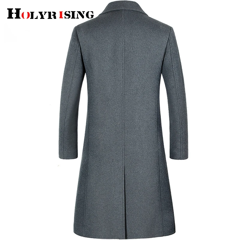 HOLYRISING, мужское длинное шерстяное пальто, утолщенное, мужской Тренч, мужское кашемировое пальто, высокое качество, шерстяное пальто, длинная парка, 19036-5