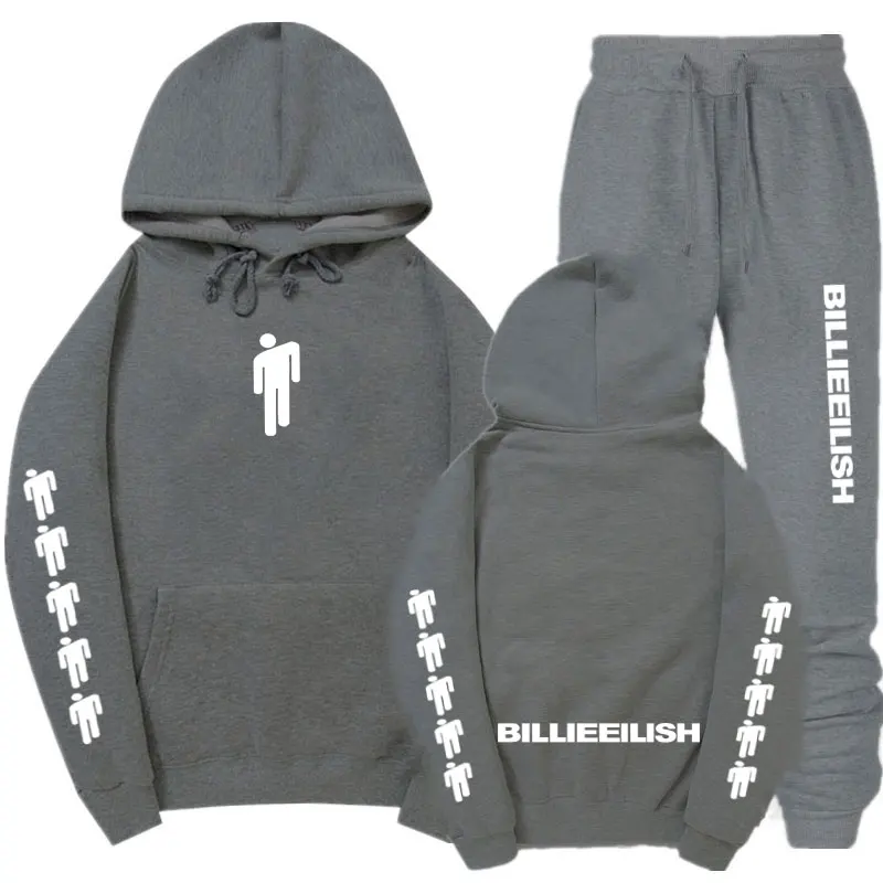 Уличная одежда Billie Eilish, толстовки, комплекты, Осень-зима, спортивный костюм для женщин и мужчин, толстовки, повседневный костюм, штаны для бега, спортивный костюм