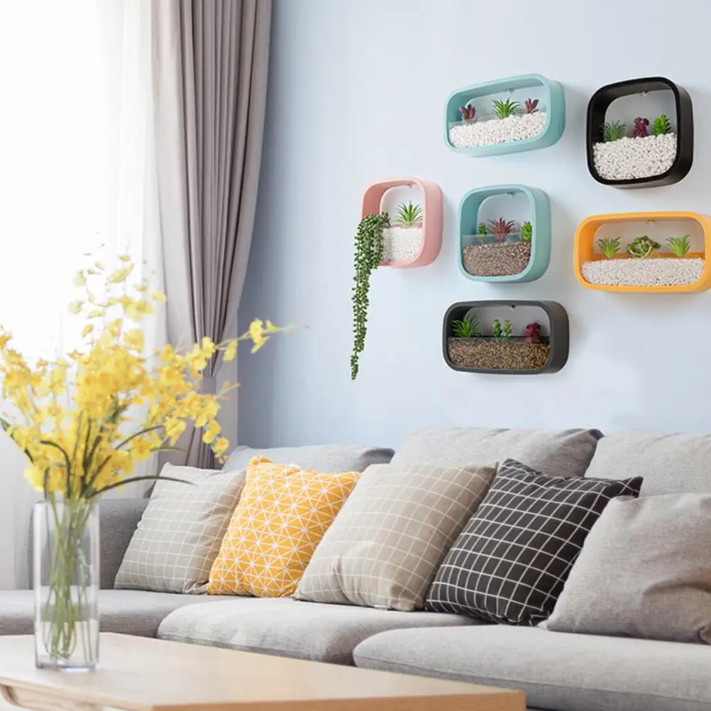 Nordic Style Wall Decoration Plant Pot Eco-friendly Wear Plastic Wall Hanging Flower Pot for Home Artificial Flower Container