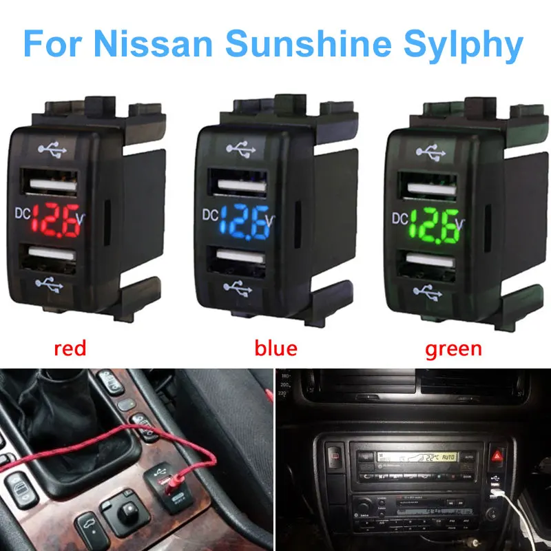 Interface Car Charger Car Adapter Pratical Car Charger Report Voltmeter DC5V Black Swivel