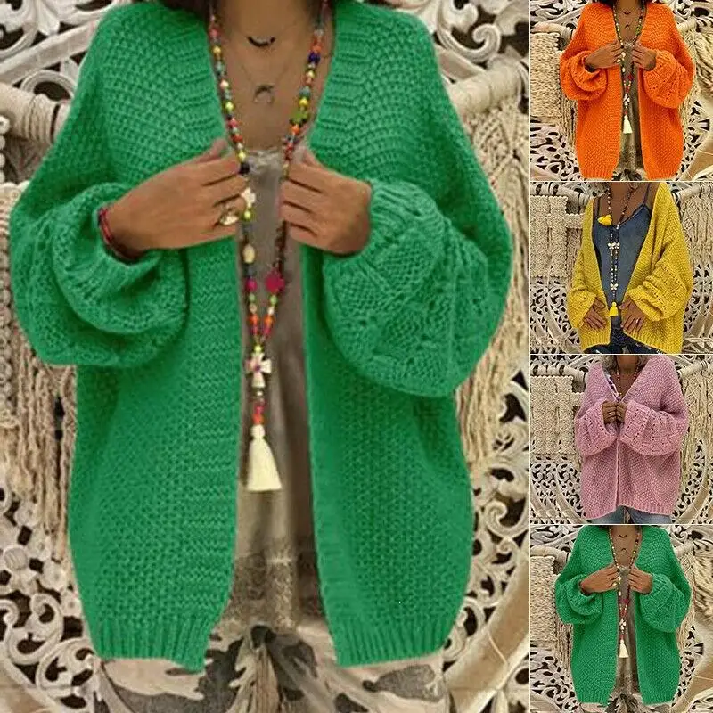 Casual Fashion Knitted Cardigans Sweater Women Solid Basic Autumn