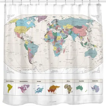 

Customizable World Map Detailed Big City Waterproof Polyester Shower Curtain