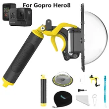 Для Gopro аксессуары 6 ''купол порт 30 м водонепроницаемый Дайвинг Корпус чехол с плавающей ручкой триггер для GoPro Hero 8 Крепление камеры