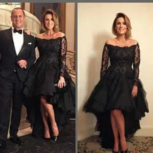 Черное вечернее платье c оголенными плечами одежда с длинным рукавом формальная праздничная одежда на День независимости США, для выпускного вечера вечерние платья изготовление на заказ; Большие размеры