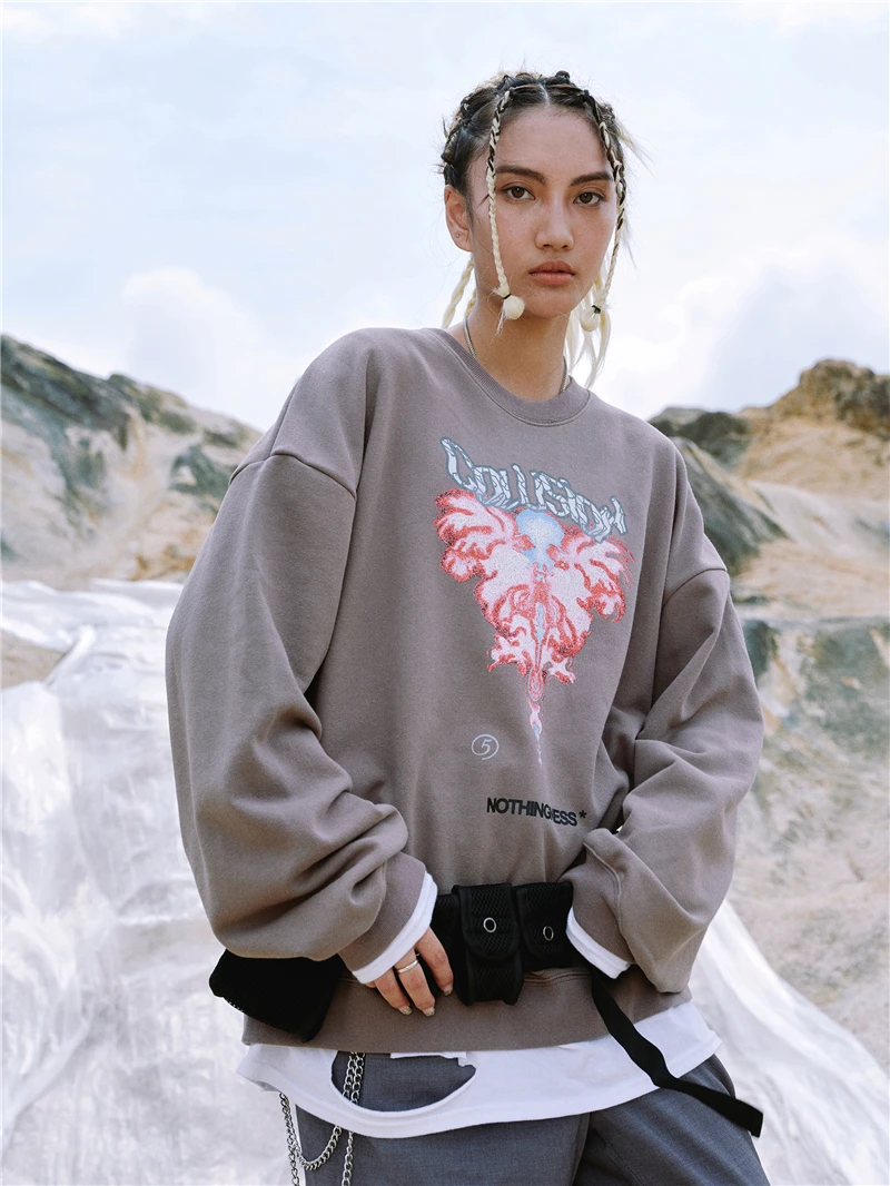 CoooColl Новинка 19FW Осень Зима хип-хоп одежда с капюшоном для улицы модный хип-хоп тяжелый дымчатый принт Толстовка для мужчин пуловер Топ толстовки