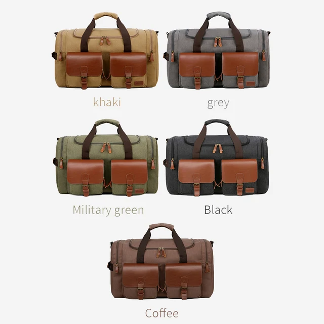 Retro Canvas Travel Duffle Bag Men Travel Bags Hand Luggage Bag Leather Shoulder Diagonal Bag Weekend Bags 5