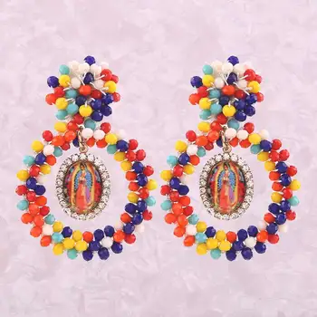 

Statement Maria New Design Pendant Oorbellen Bohemian Round Handmade Crystal Beads Earrings Vintage Wedding Accessories Gifts