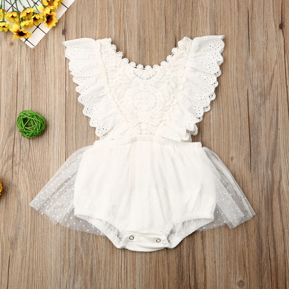 Summer Newborn Baby Girl Clothes Flower Lace Romper Bodysuit Tutu Dress Outfits black baby bodysuits	