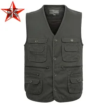 Мужской жилет осень большой размер тонкий открытый сетка мульти-карманы фотография Рыболовные костюмы жилет