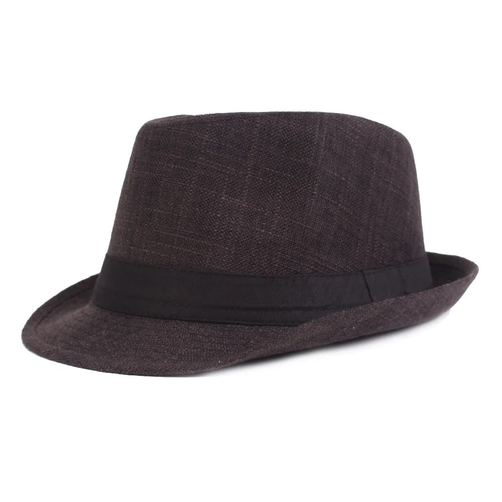 Черный Новинка, мужские шляпы, классическая шляпа с широкими полями, одноцветная шляпа для папы, винтажная шляпа-федора, осенняя E - Цвет: Черный