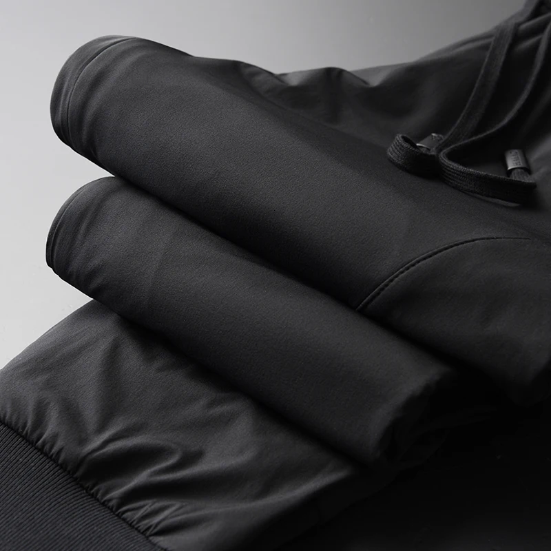 Двухслойные мужские брюки размера плюс 4xl, ветрозащитная ткань, утолщенные спортивные мужские повседневные брюки, роскошные облегающие обтягивающие брюки для мужчин