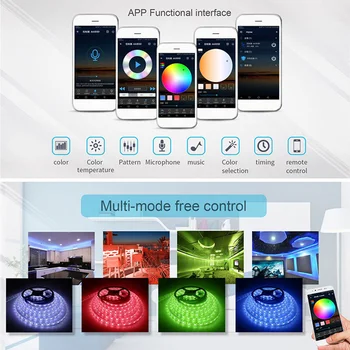 

Waterproof Colorful Light Strips WiFi Control Light String Decorative Strip Bar Bedroom Kitchen Closet Night Light