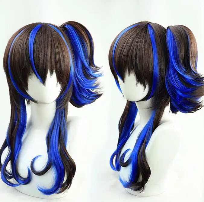 

Anime Uma Musume Pretty Derby Daitaku Helios Cosplay Wig Black Blue Miexed Long Ponytail Hair Halloween Party