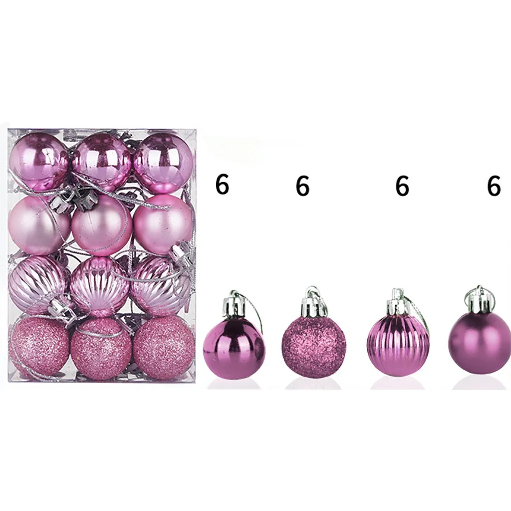 24 шт. 30 мм Рождественская елка шар-безделушка, подвесные вечерние украшения для дома, рождественские украшения для дома Navidad C301022 - Цвет: PK