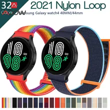 

No Gaps Nylon Strap for Samsung Galaxy Watch4 Classic 46mm 42mm/Watch 4 44mm 40mm Wrist Band Curved End Hook Loop Bracelet