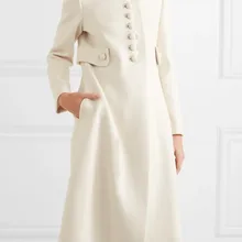 Однотонное длинное женское Шерстяное Пальто с широкой талией однобортное белое зимнее пальто теплая Модная черная кашемировая куртка