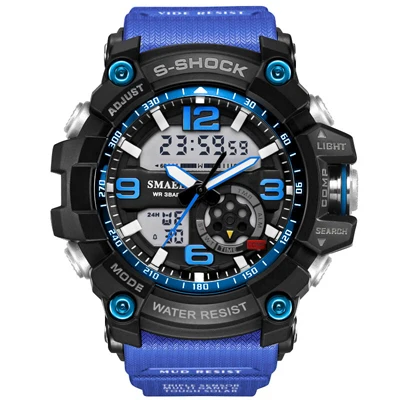 Relogio Masculino мужские часы Роскошные спортивные армейские уличные 50 м водонепроницаемые цифровые милитари часы повседневные новые мужские наручные часы - Цвет: Синий