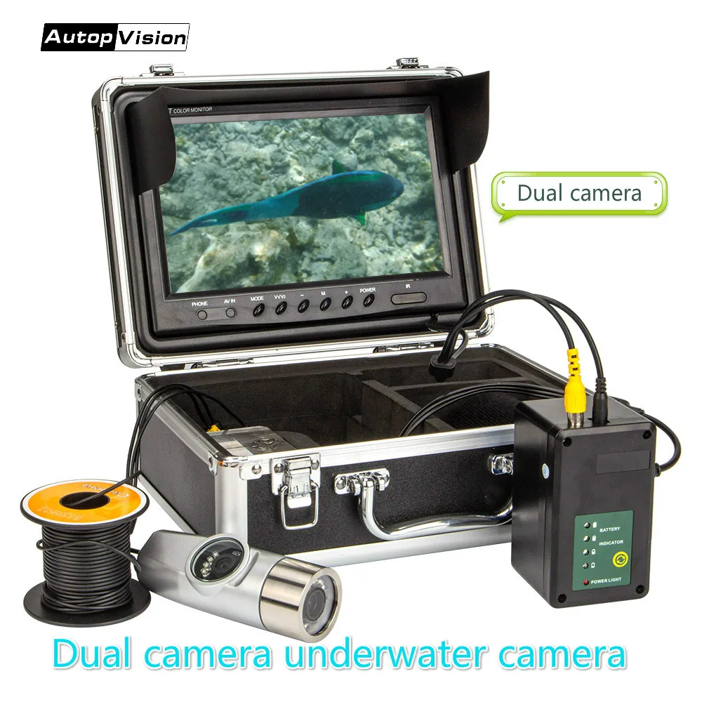 - WF21 underwater camera 15m 30m Dual camera with 9inch Screen with IR LED  Camera For Fishing  chimneywell with  DVR Recorder